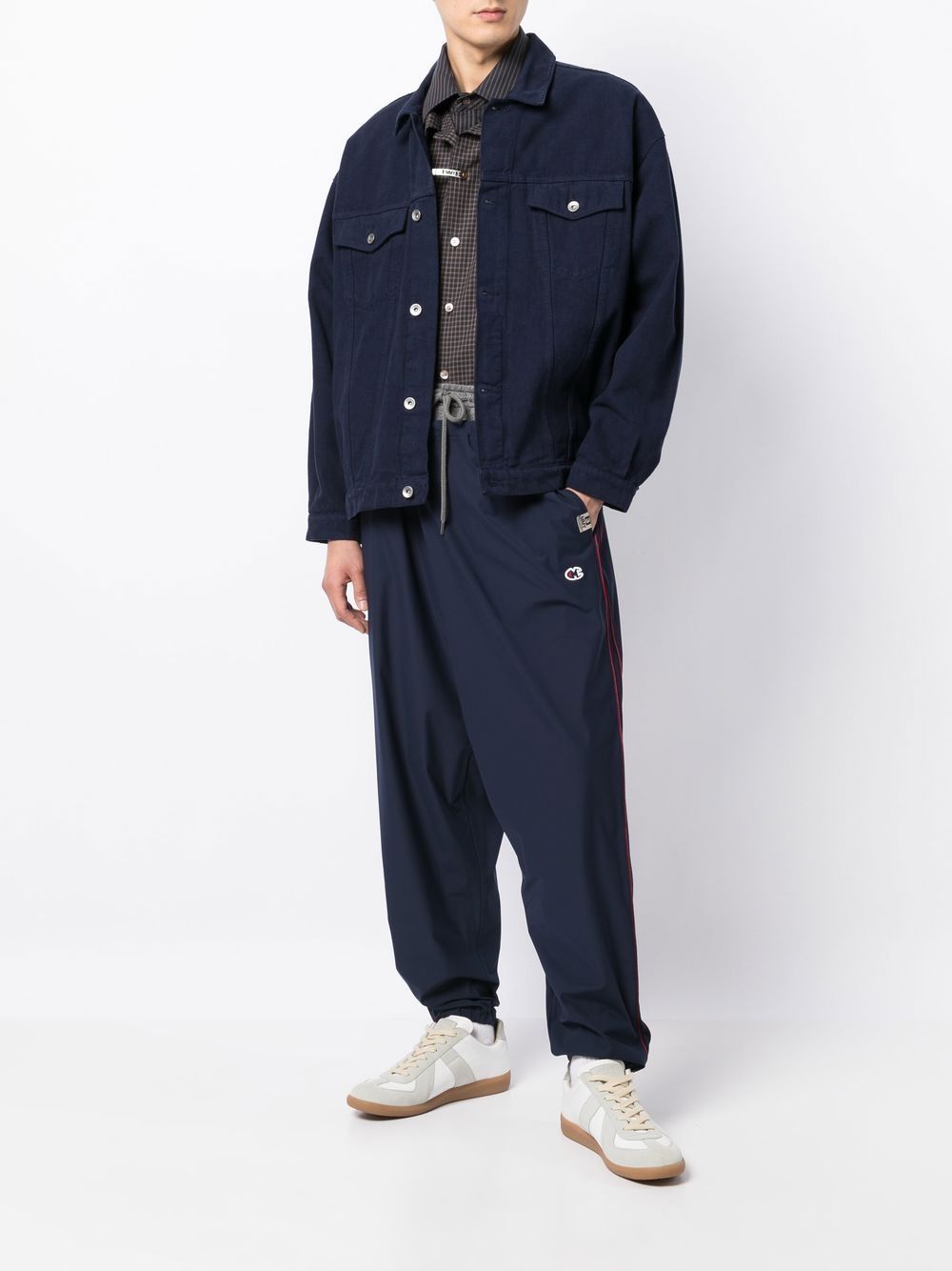 Shop Miharayasuhiro Straight-leg Track Pants In Blue