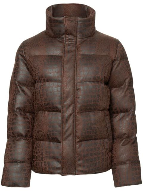 crocodile-effect padded jacket