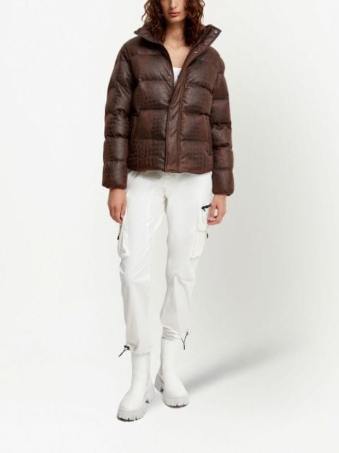 crocodile-effect padded jacket