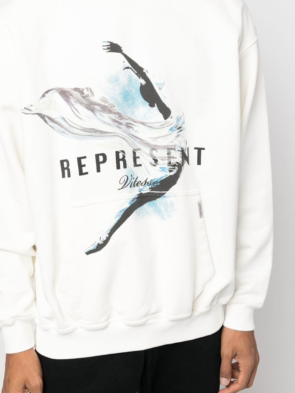 Shop Represent Graphic-print Long-sleeve Hoodie In White
