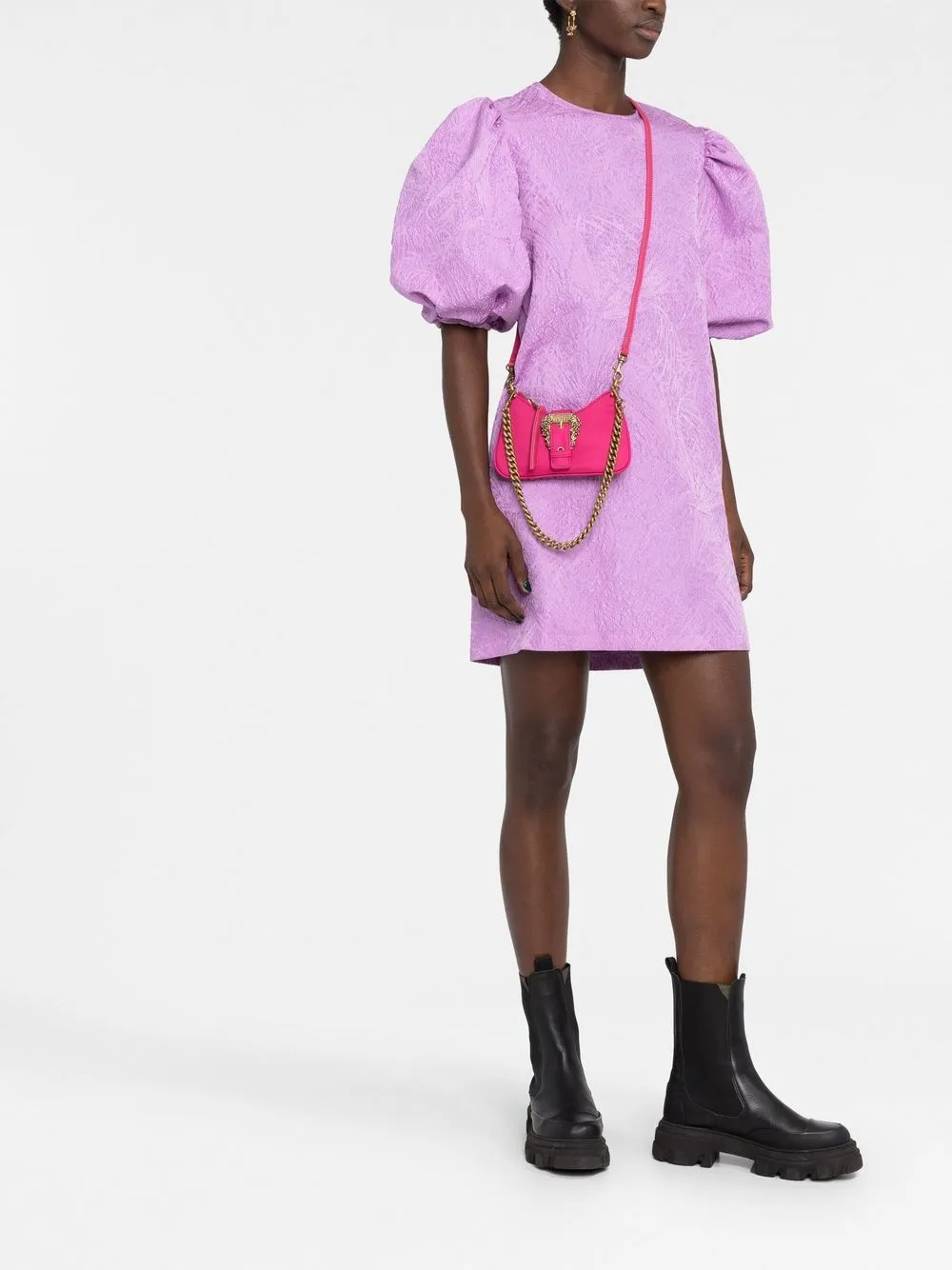 Versace Jeans Couture Logobuckle Shoulder Bag In 粉色 ModeSens