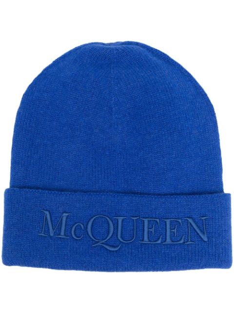 Alexander McQueen logo-embroidered knitted hat Men