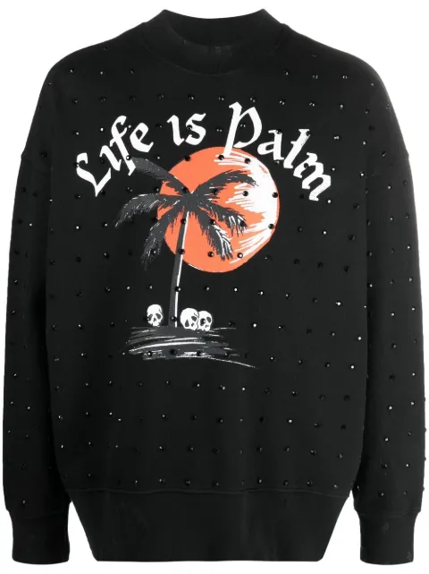 Palm Angels graphic-print crystal-embellished sweatshirt