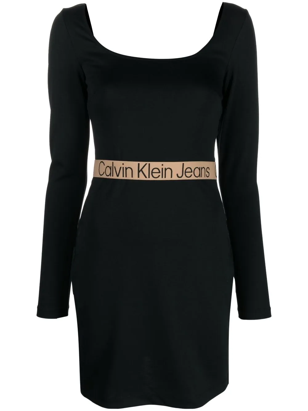 

Calvin Klein Jeans vestido tejido con logo en la pretina - Negro