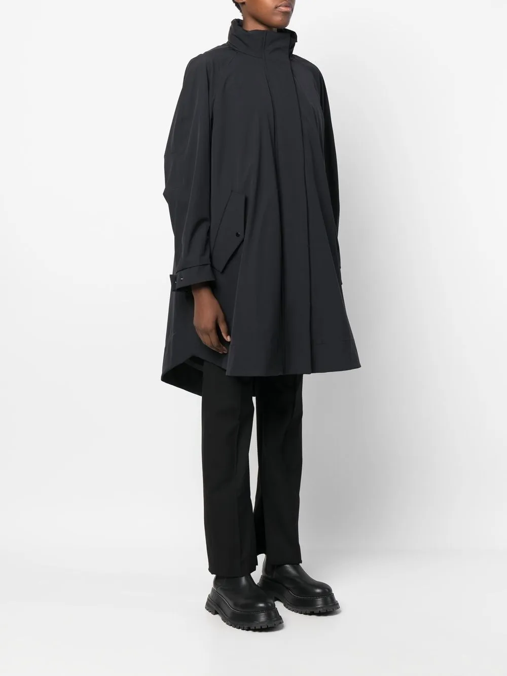 Max Mara High-neck Oversize Raincoat In Black