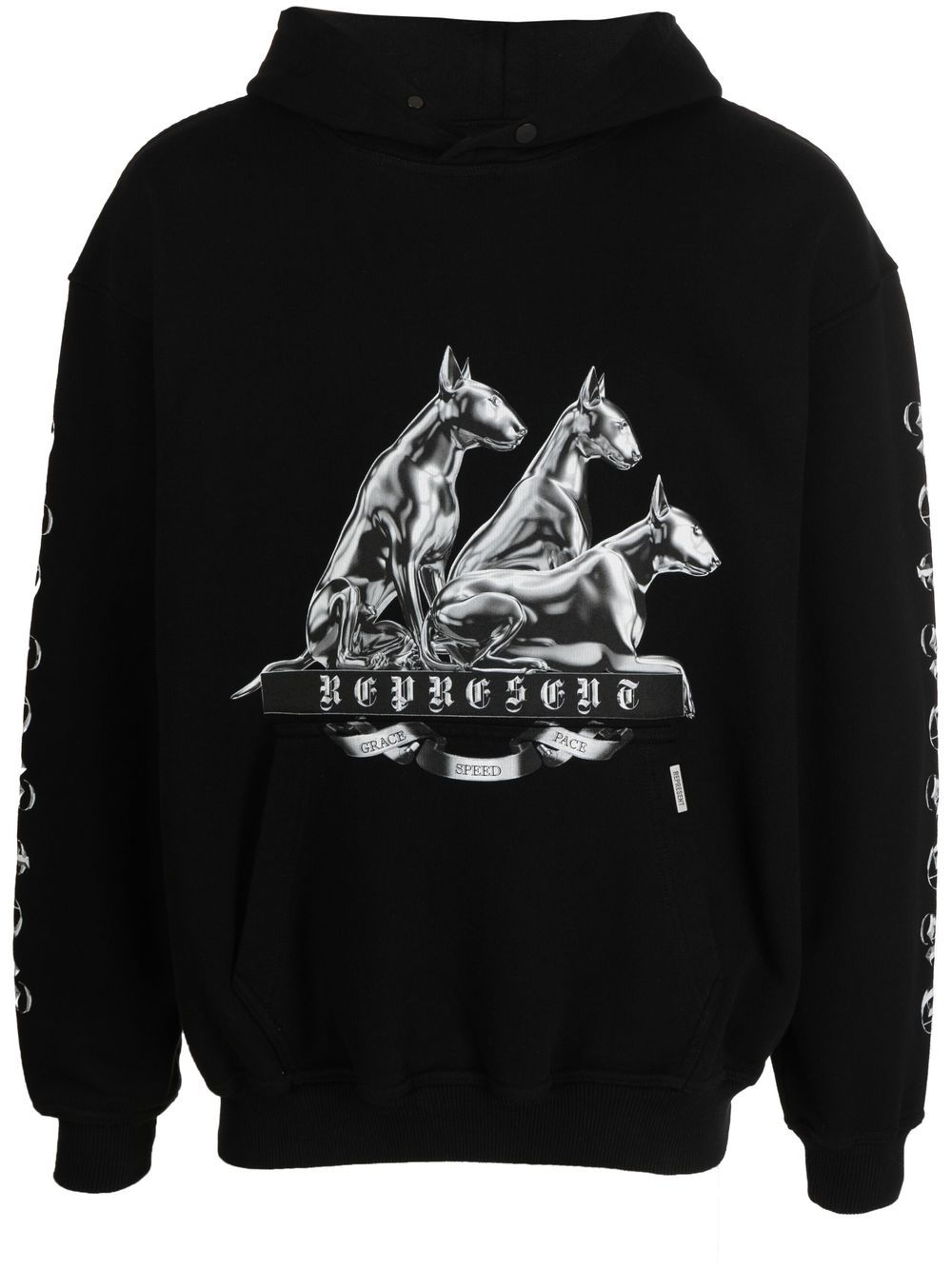 graphic-print rib-trimmed hoodie