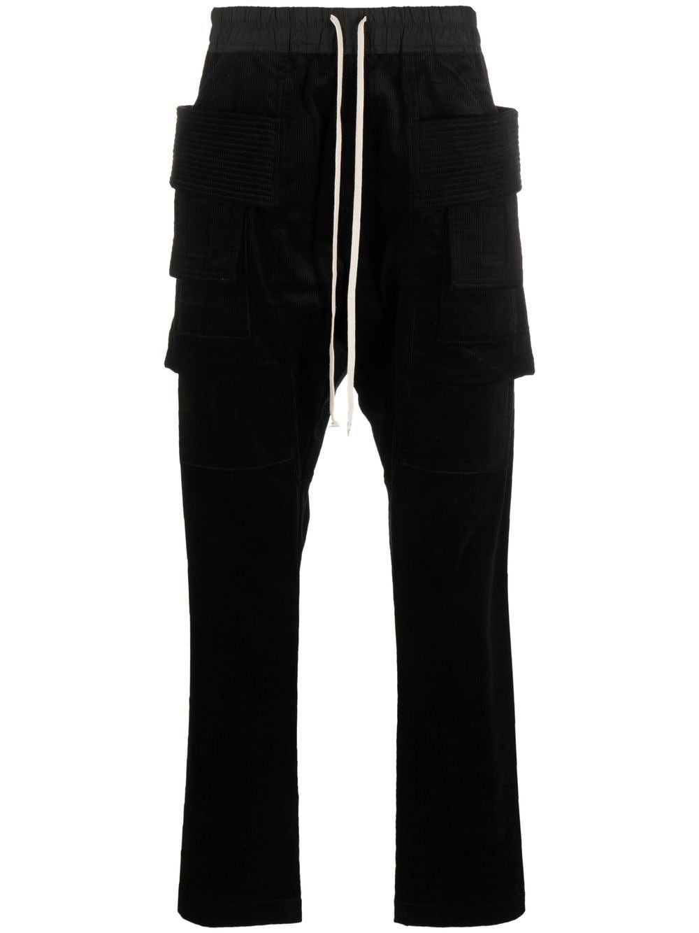 Shop Rick Owens Drkshdw Tapered Corduroy Cargo Trousers In Black