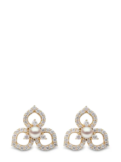 Boucles d'oreilles Petal en 18ct serties de diamants et de perles - Yoko London - Modalova