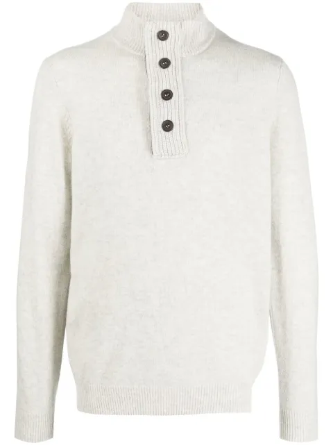 Barbour button-plack detail knit jumper