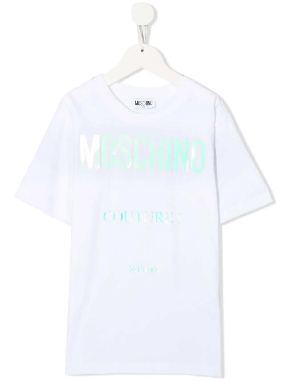 

Moschino Kids playera con logo holográfico estampado - Blanco