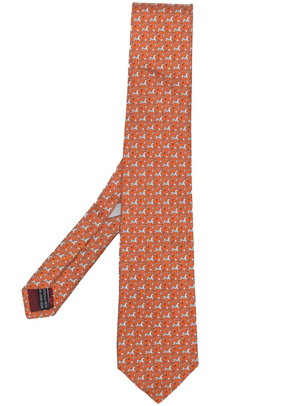 

Salvatore Ferragamo horse-print silk tie - Orange