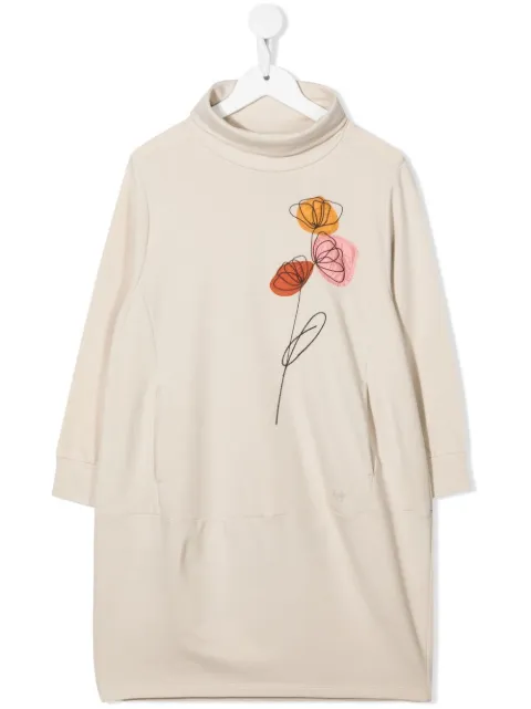 Il Gufo floral-appliqué sweatshirt dress