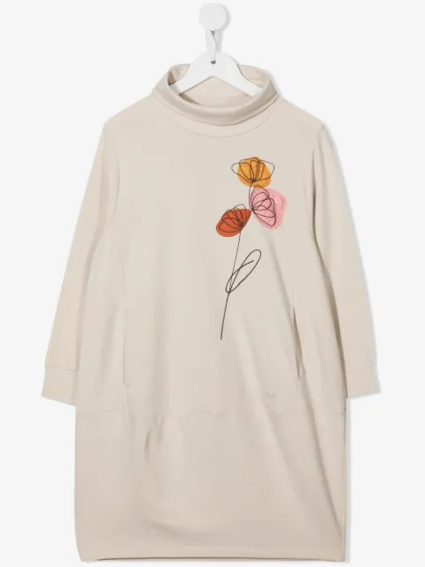 Il Gufo floral-appliqué sweatshirt dress