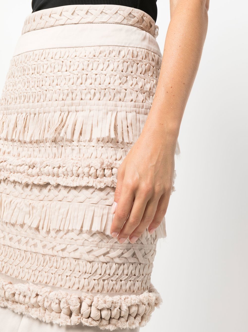 Pre-owned Valentino 2000s Macramé-detailing High-waisted Skirt In Neutrals