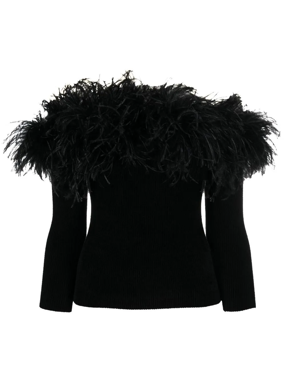 

Alexandre Vauthier feather-trim knitted top - Negro