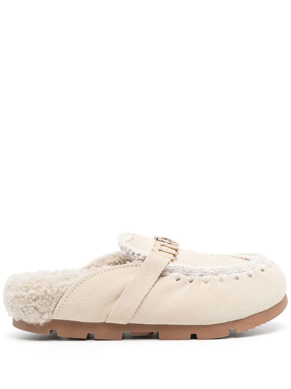 

Mou shearling-lined calf-leather mules - Neutrals