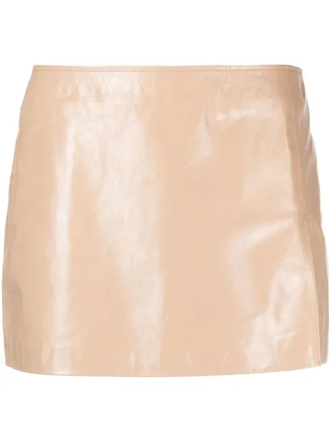 Manokhi side-slit mini leather skirt