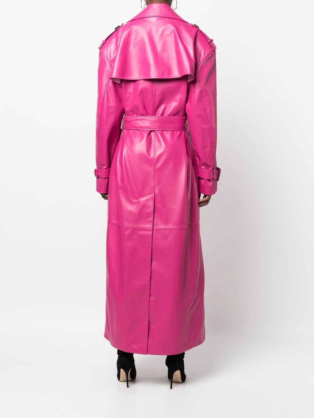 Pink vinyl trench outlet coat