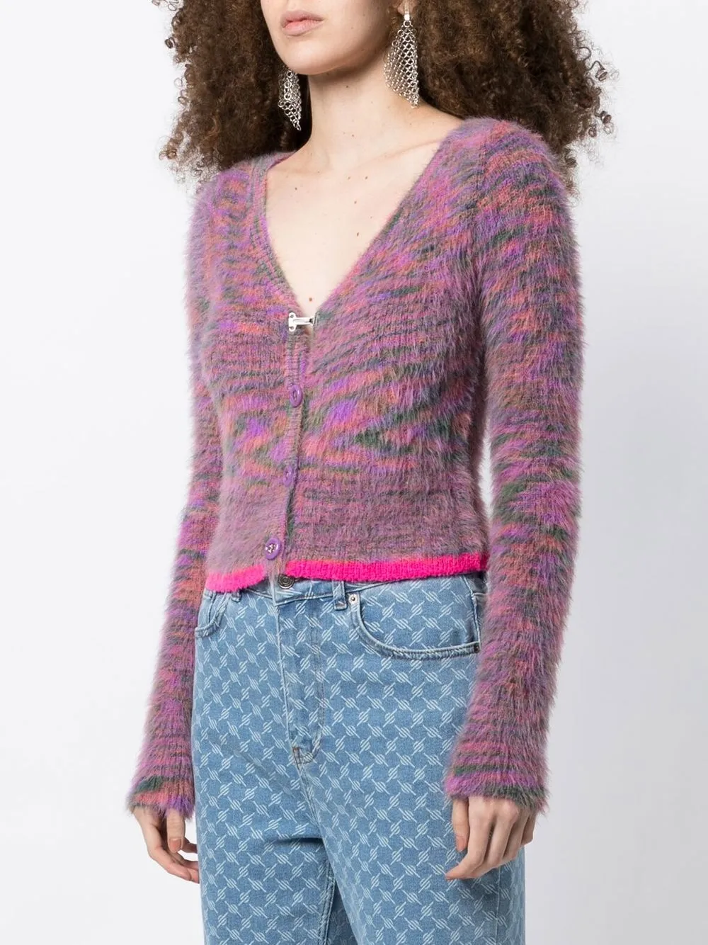 Andersson Bell Contrast-trim Patterned Cardigan In Brown