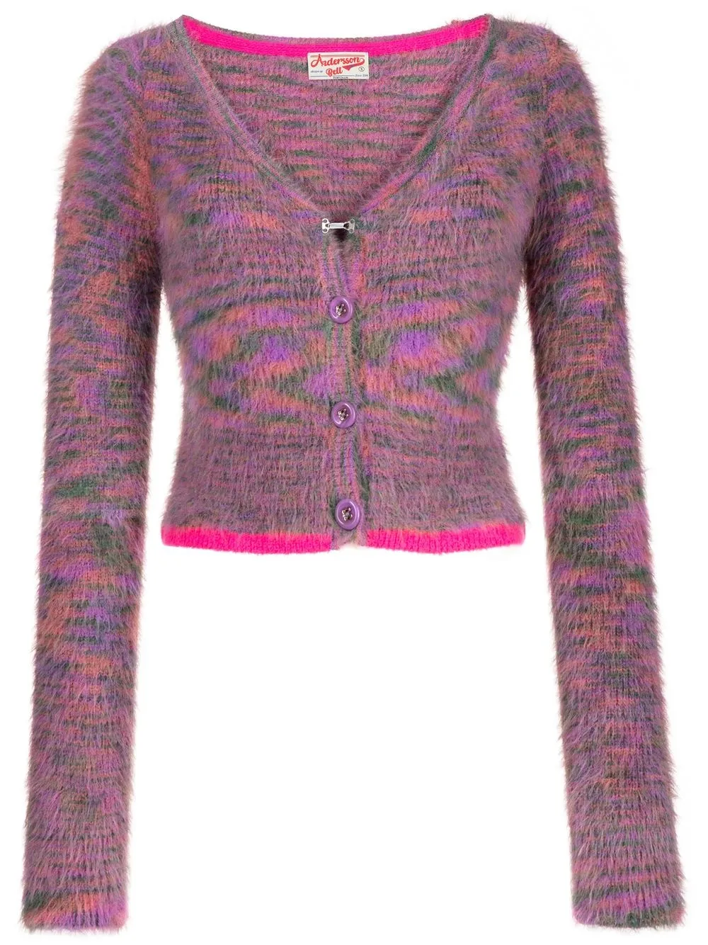 Andersson Bell Contrast-trim Patterned Cardigan In Brown