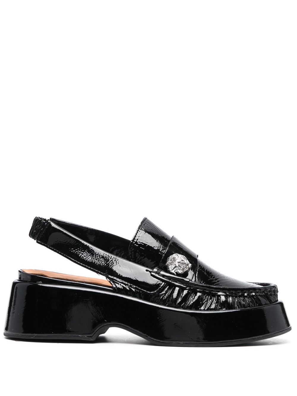 GANNI Patent Leather Slingback Loafers Farfetch