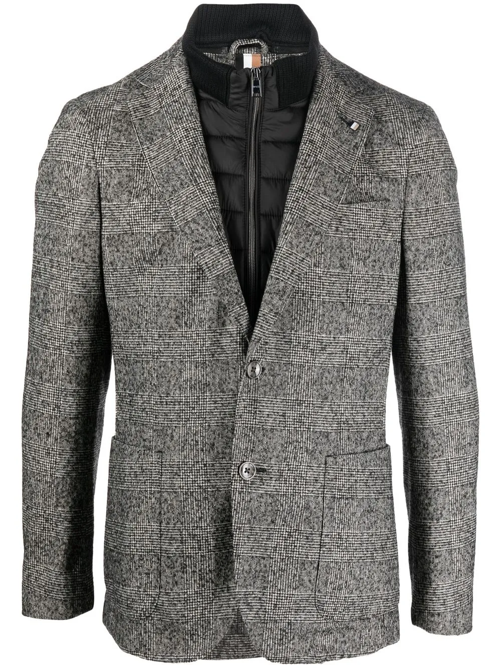 

BOSS blazer con botones y cuadros estampados - Negro