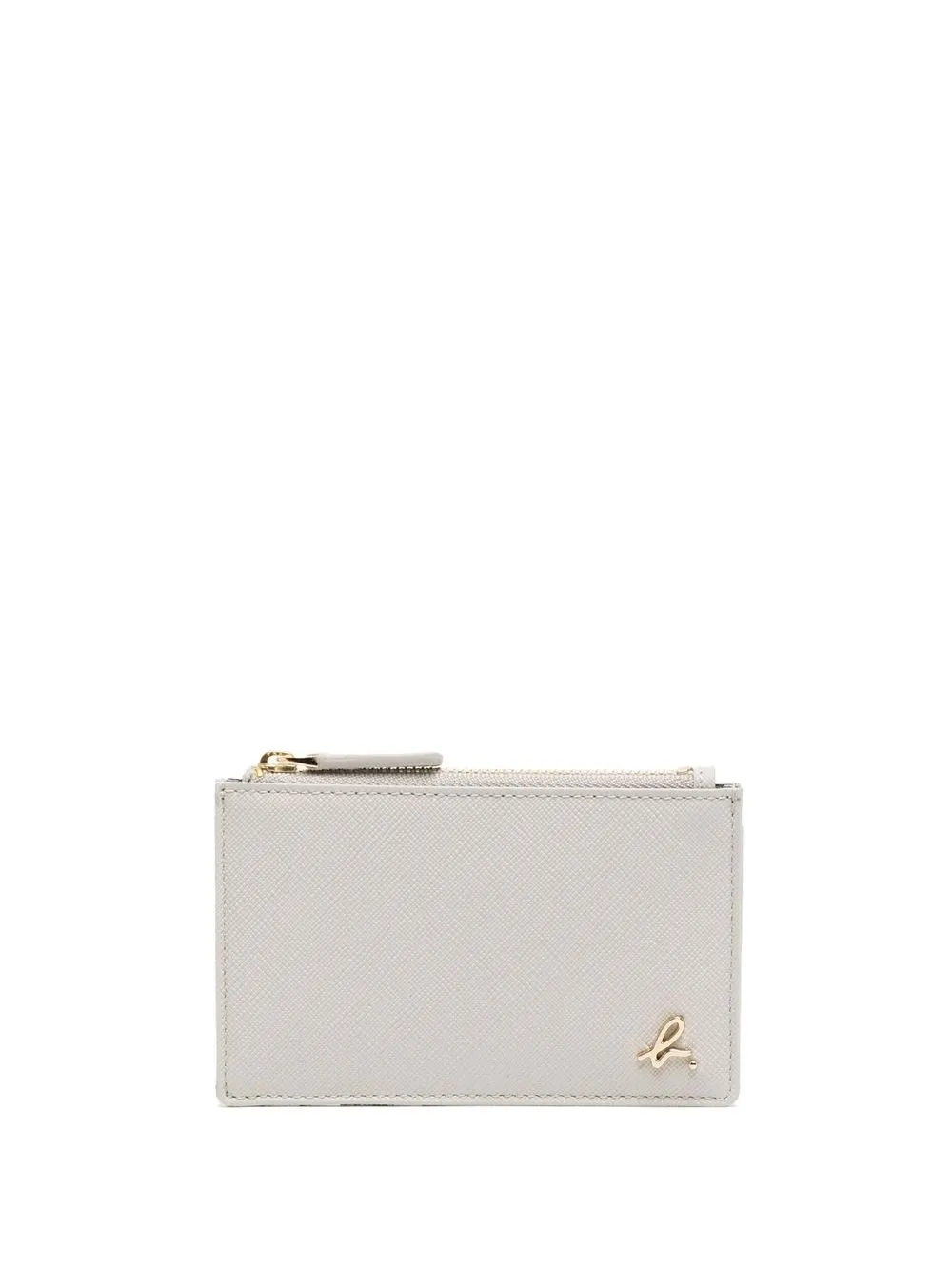

agnès b. logo-plaque detail card holder - Grey