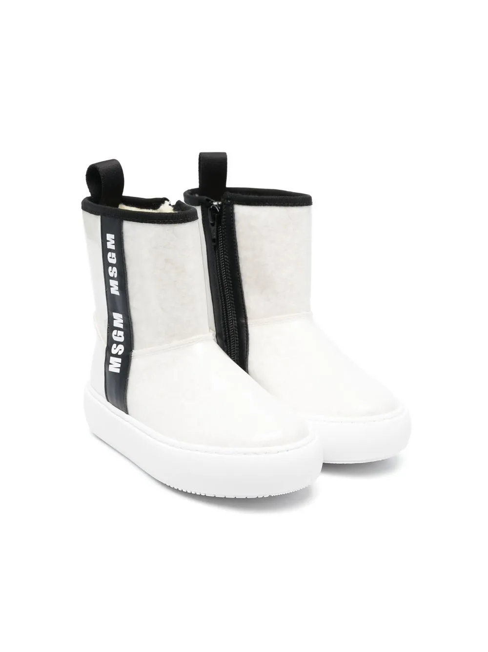 

MSGM Kids logo-print side-zip boots - White