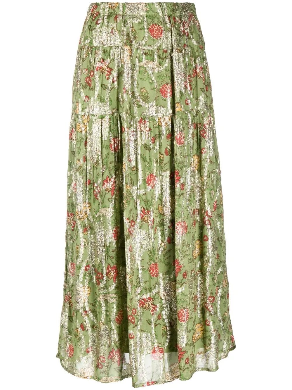 

Ba&Sh graphic-print tiered skirt - Green