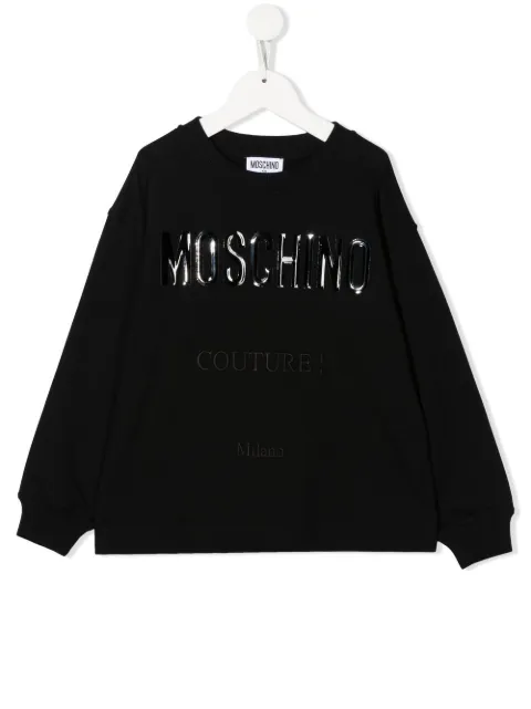 Moschino Kids appliqué logo cotton sweatshirt