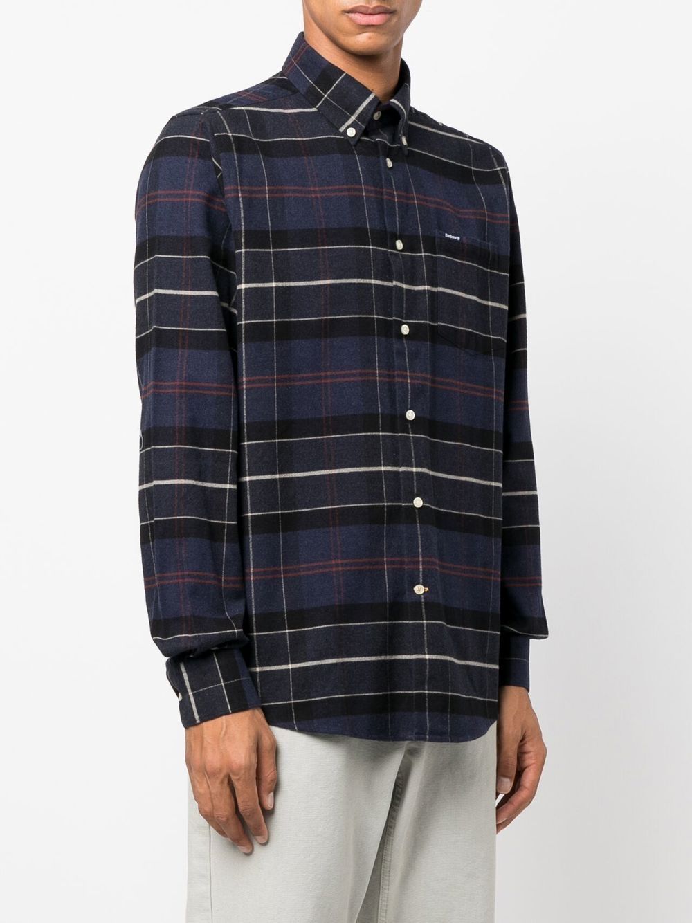 Shop Barbour Check-pattern Long-sleeve Shirt In Blau