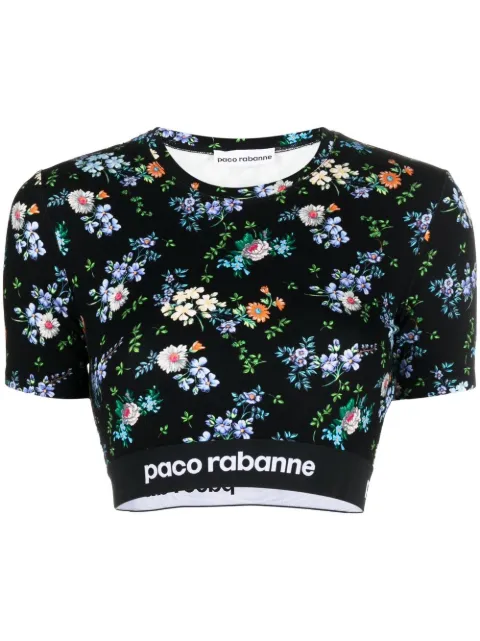 Rabanne floral-print crop-top
