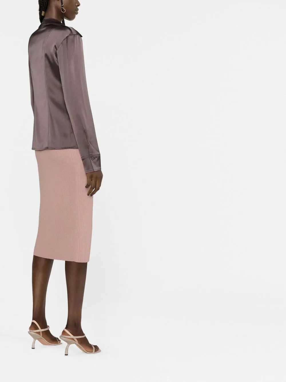 Stella Mccartney Rib Knit Midi Skirt Neutrals Farfetch Uk