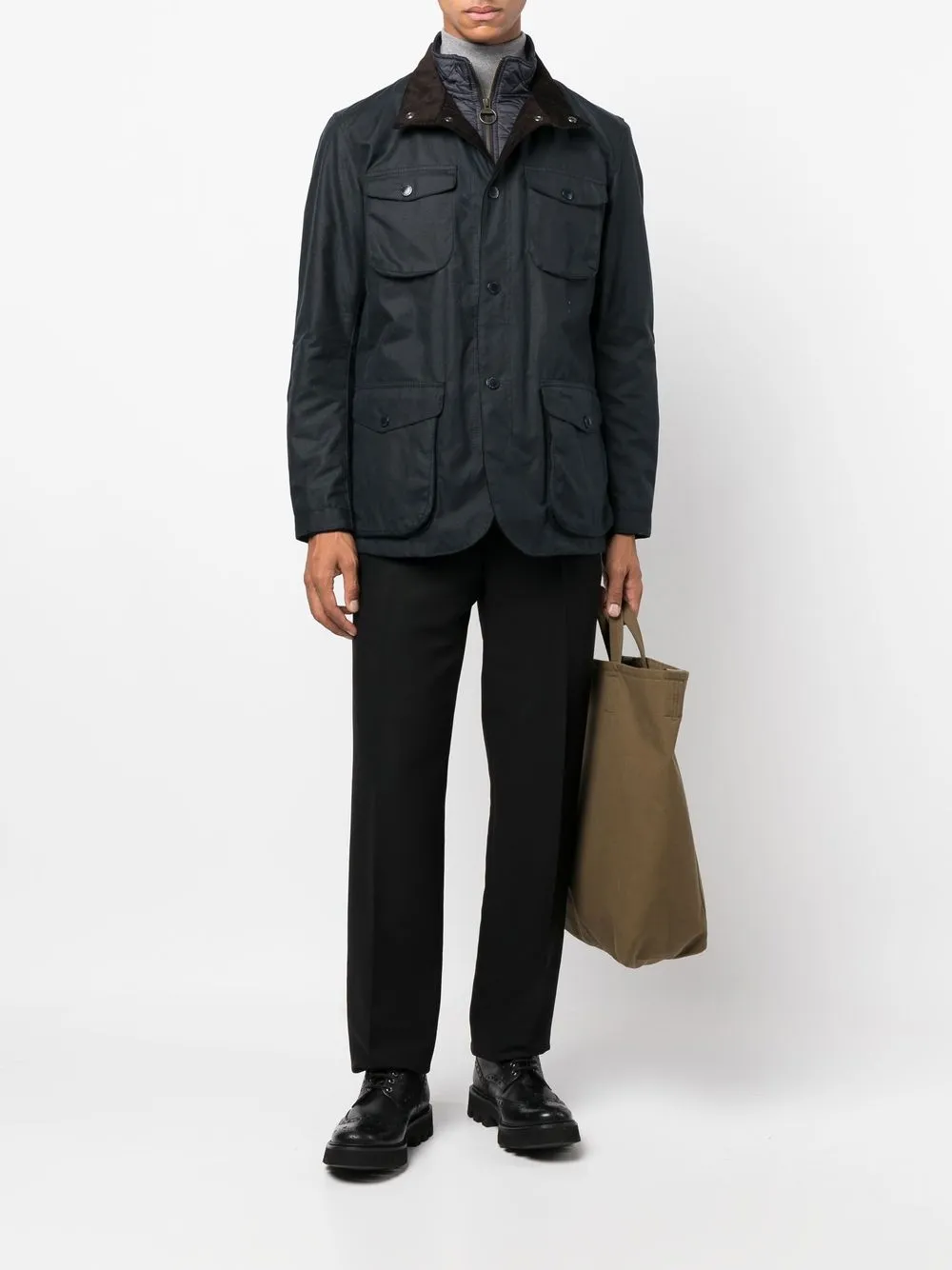 Barbour Jack met enkele rij knopen - Blauw