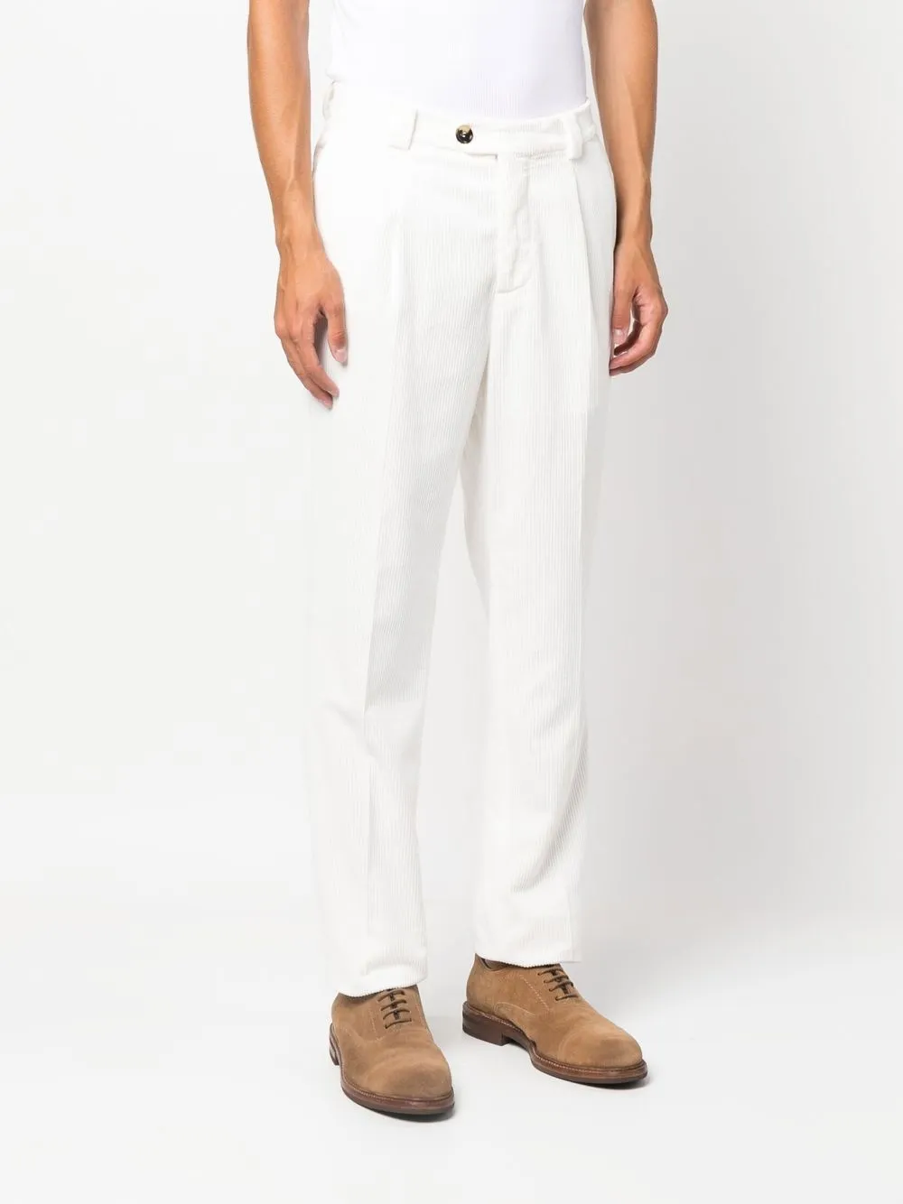Brunello Cucinelli Off-centre Fastening Chinos In Weiss