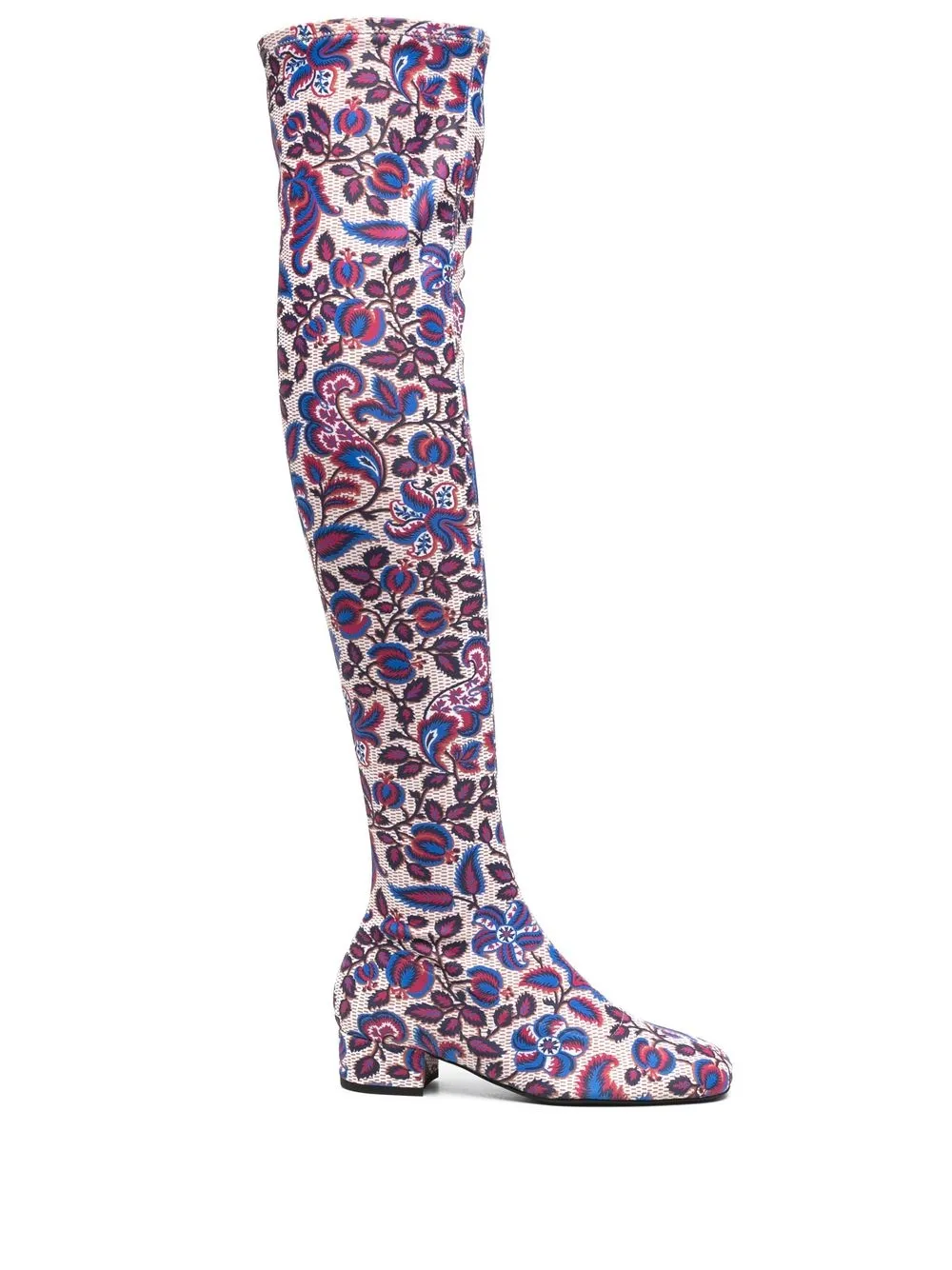 

La DoubleJ floral-print knee-length boots - Neutrals