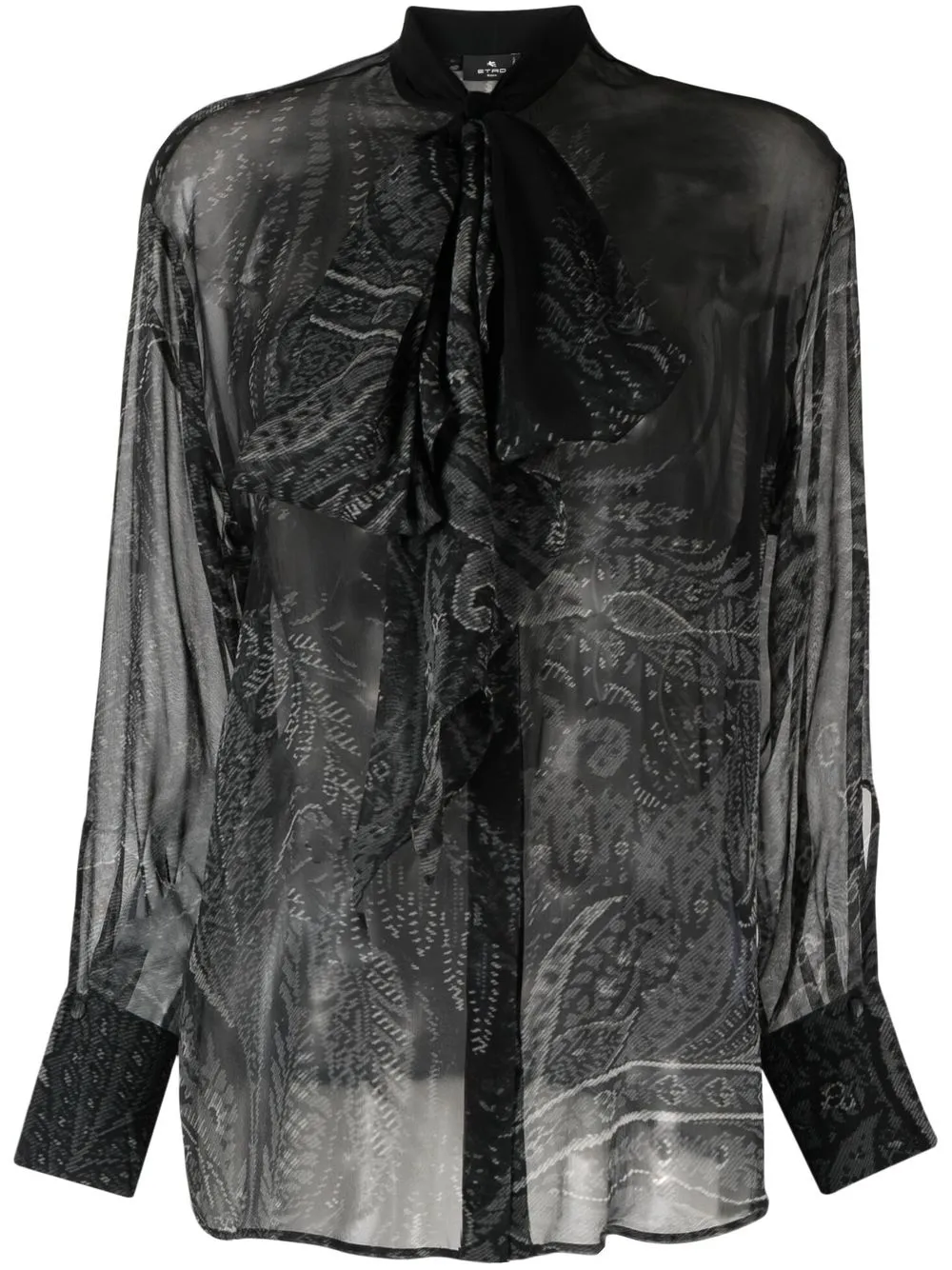 

ETRO top manga larga con moño en el cuello - Negro