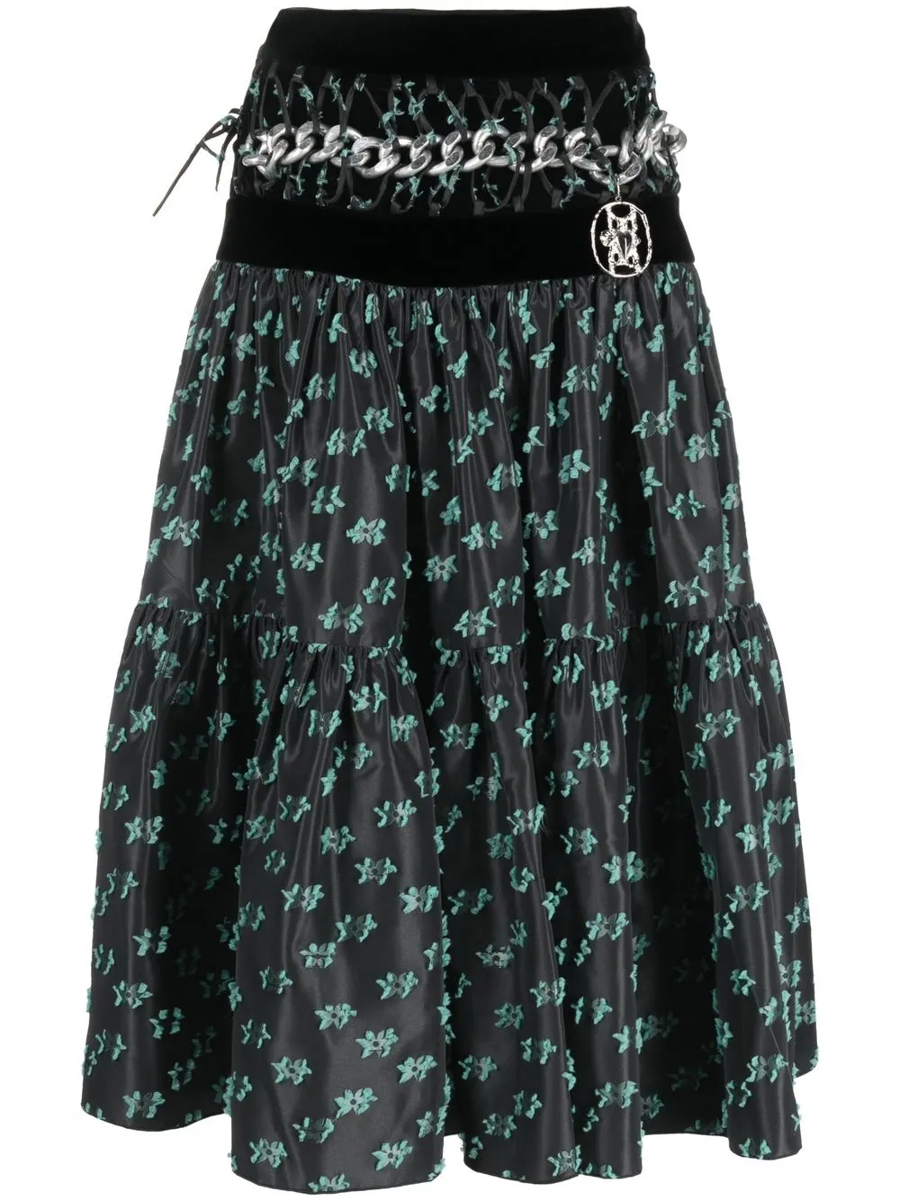 

Chopova Lowena falda midi con estampado floral - Negro