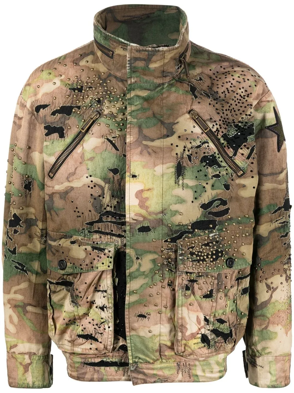 

Dsquared2 camouflage-print funnel neck jacket - Green