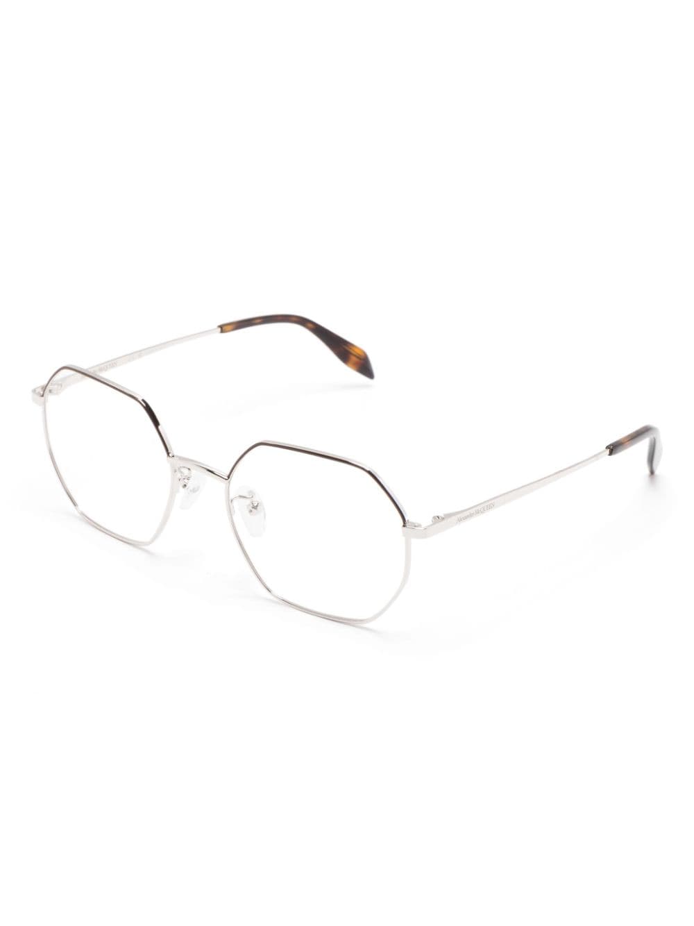 Alexander McQueen Eyewear logo-engraved round frame glasses - Zilver