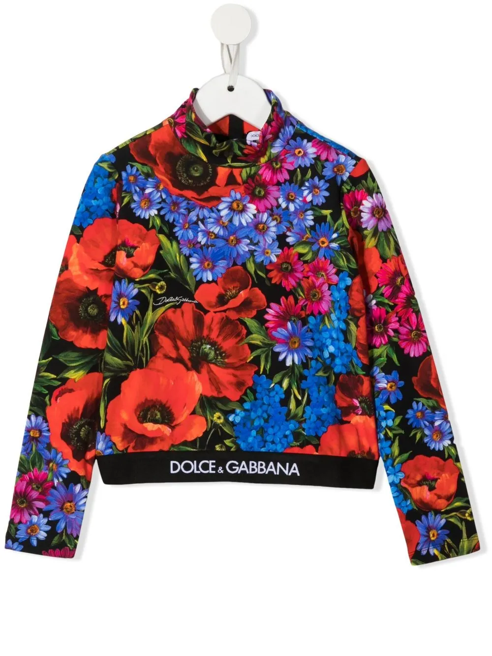 

Dolce & Gabbana Kids floral-print logo-underband top - Blue