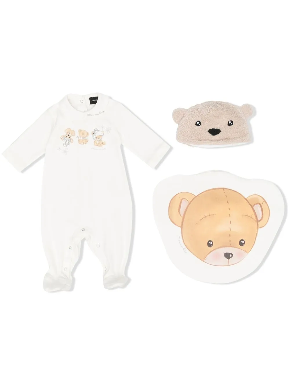 

Monnalisa set de mameluco con estampado teddy bear - Blanco