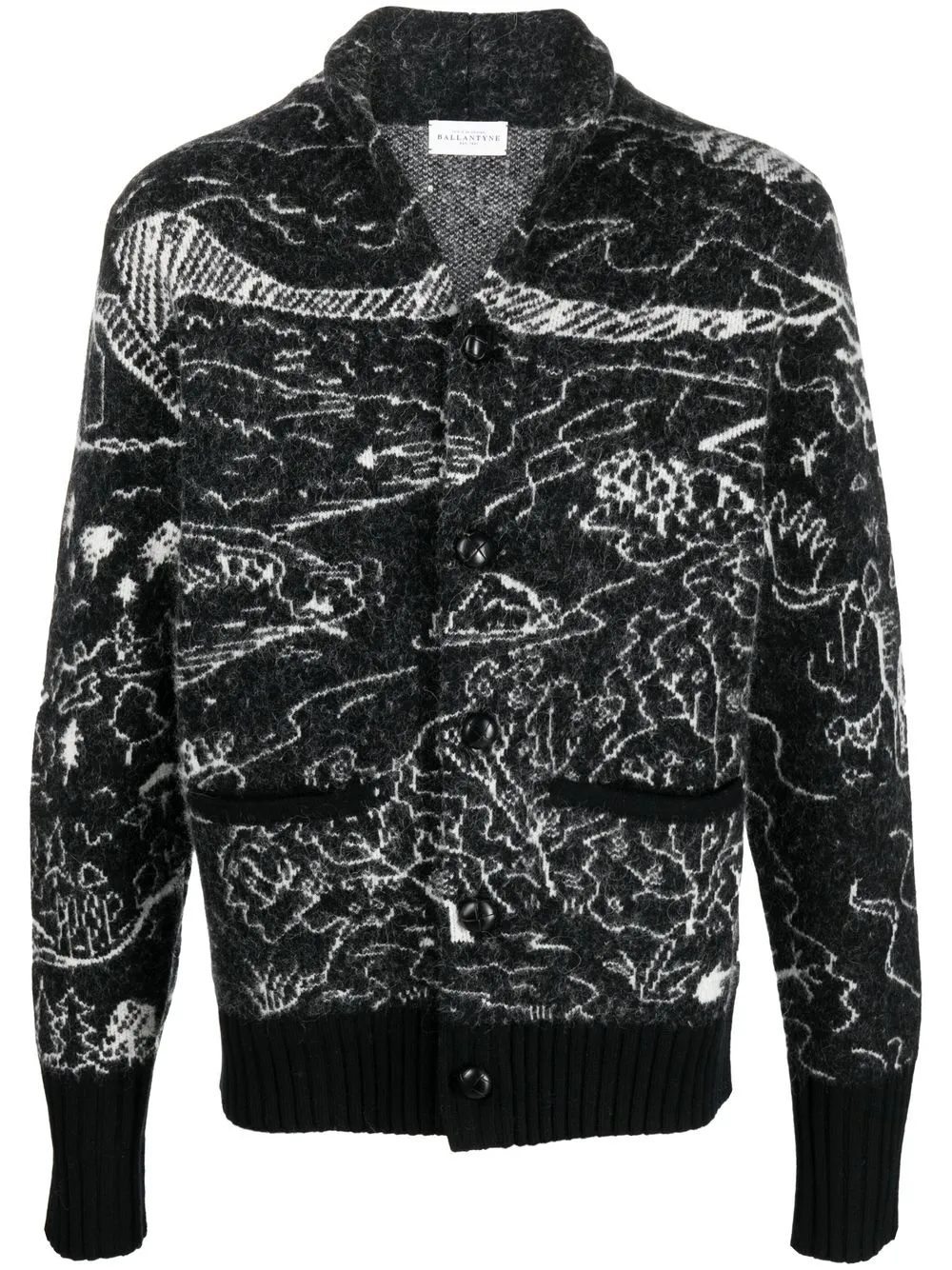

Ballantyne landscape-print V-neck cardigan - Black