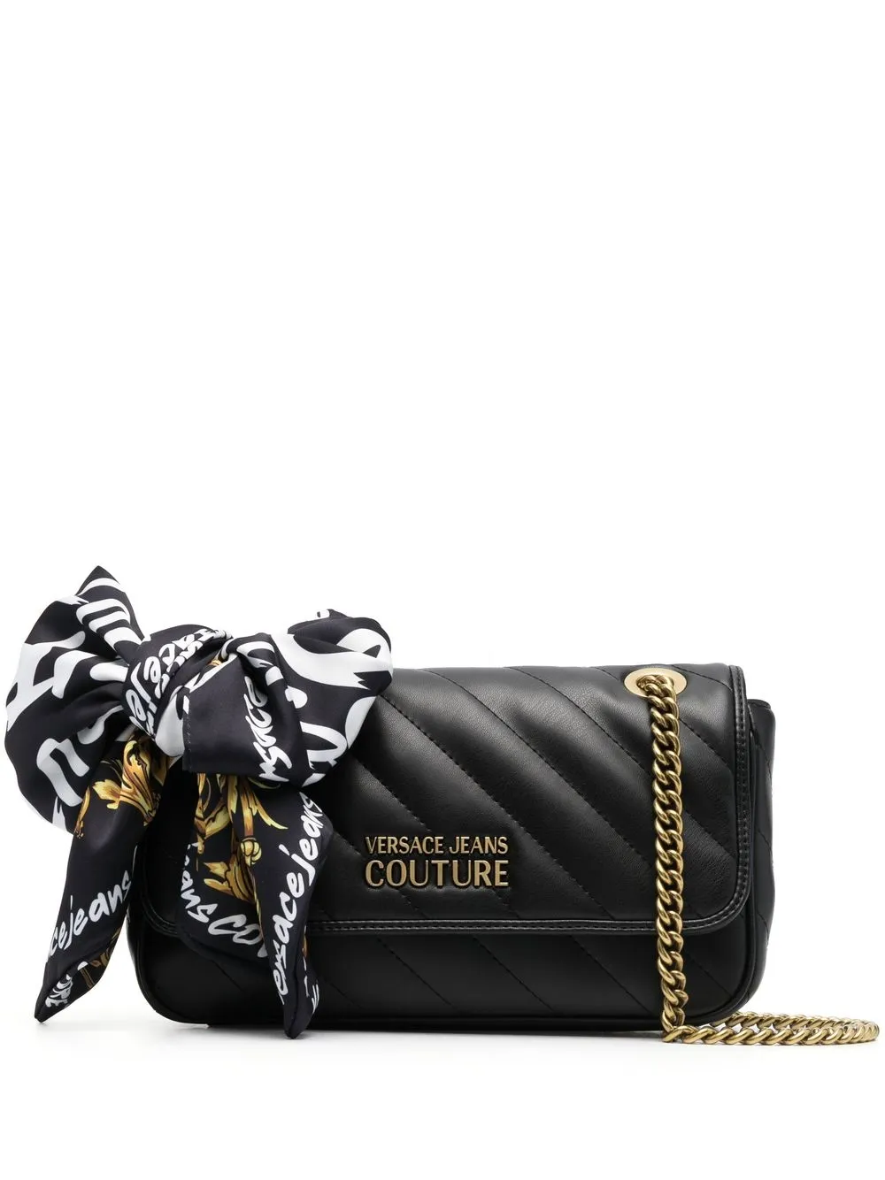 

Versace Jeans Couture bolsa de hombro capitonada con detalle de mascada - Negro