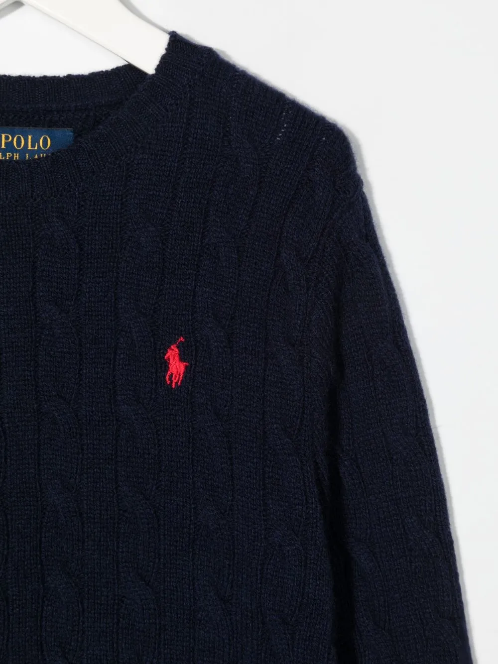 Polo Ralph Lauren Logo-embroidered Cable Knit Sweater In Blau