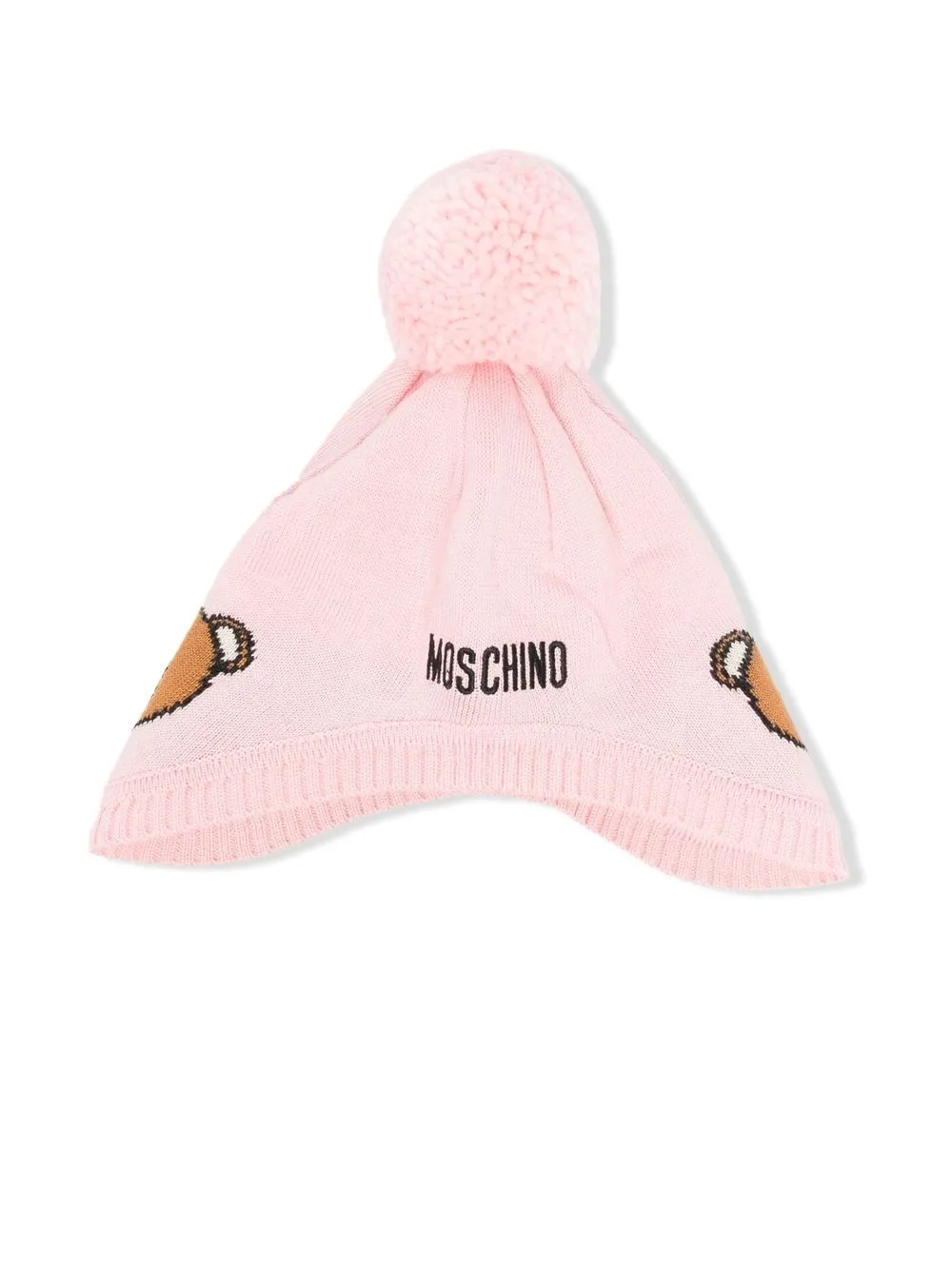 

Moschino Kids Teddy Bear-motif wool hat - Pink