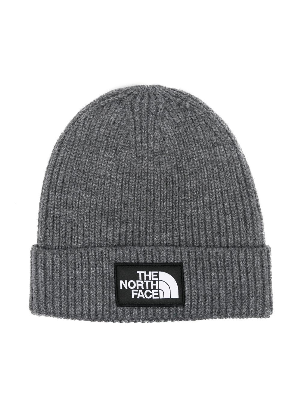 

The North Face Kids gorro tejido de canalé con parche del logo - Gris