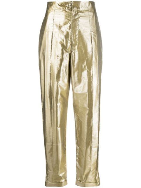 Lukhanyo Mdingi metallic-effect silk trousers 
