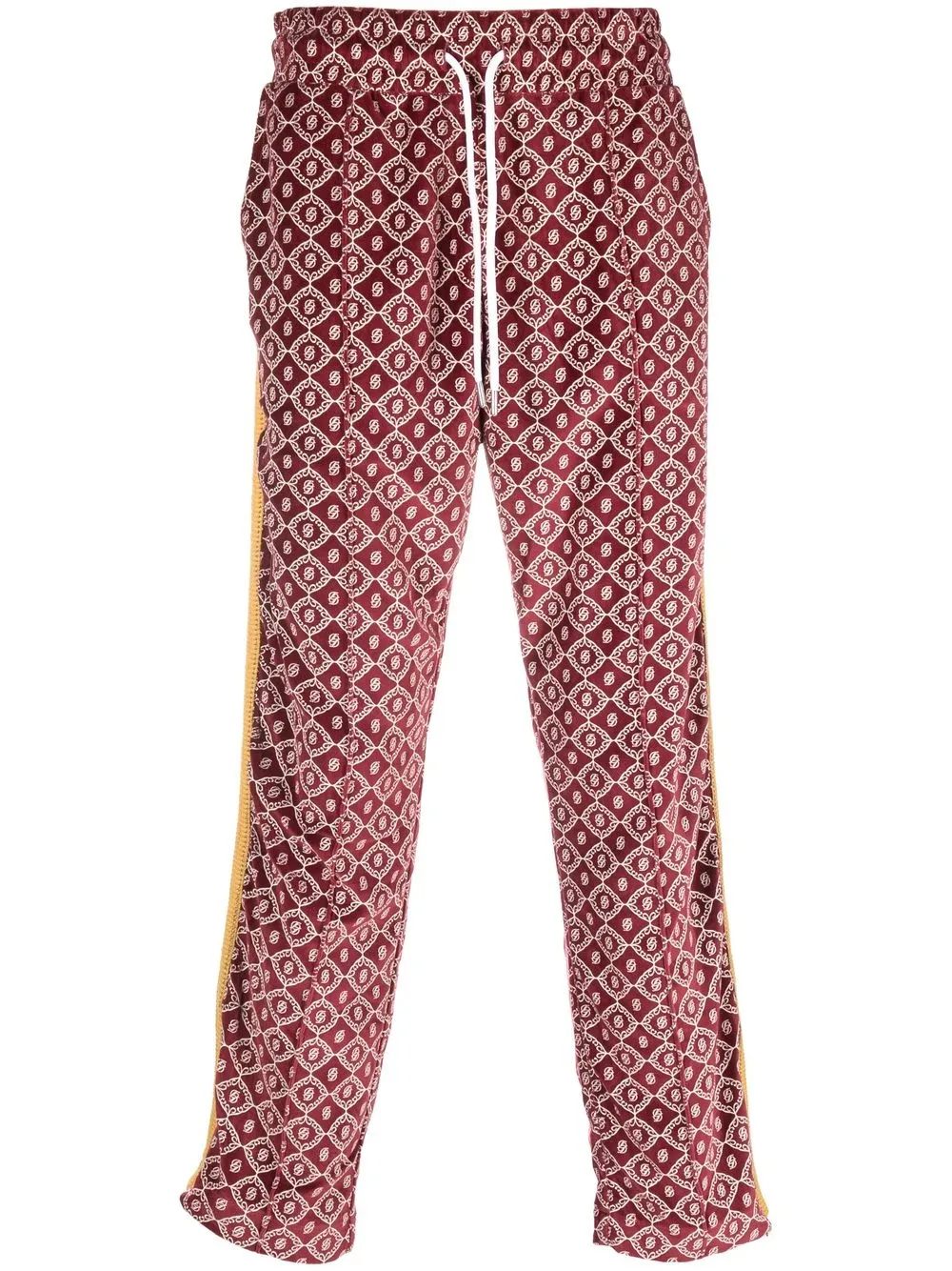 

Drôle De Monsieur geometric-print side-stripe trousers - Red