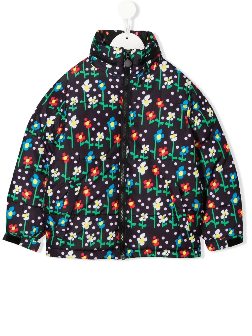 

Stella McCartney Kids chamarra capitonada con estampado floral - Negro